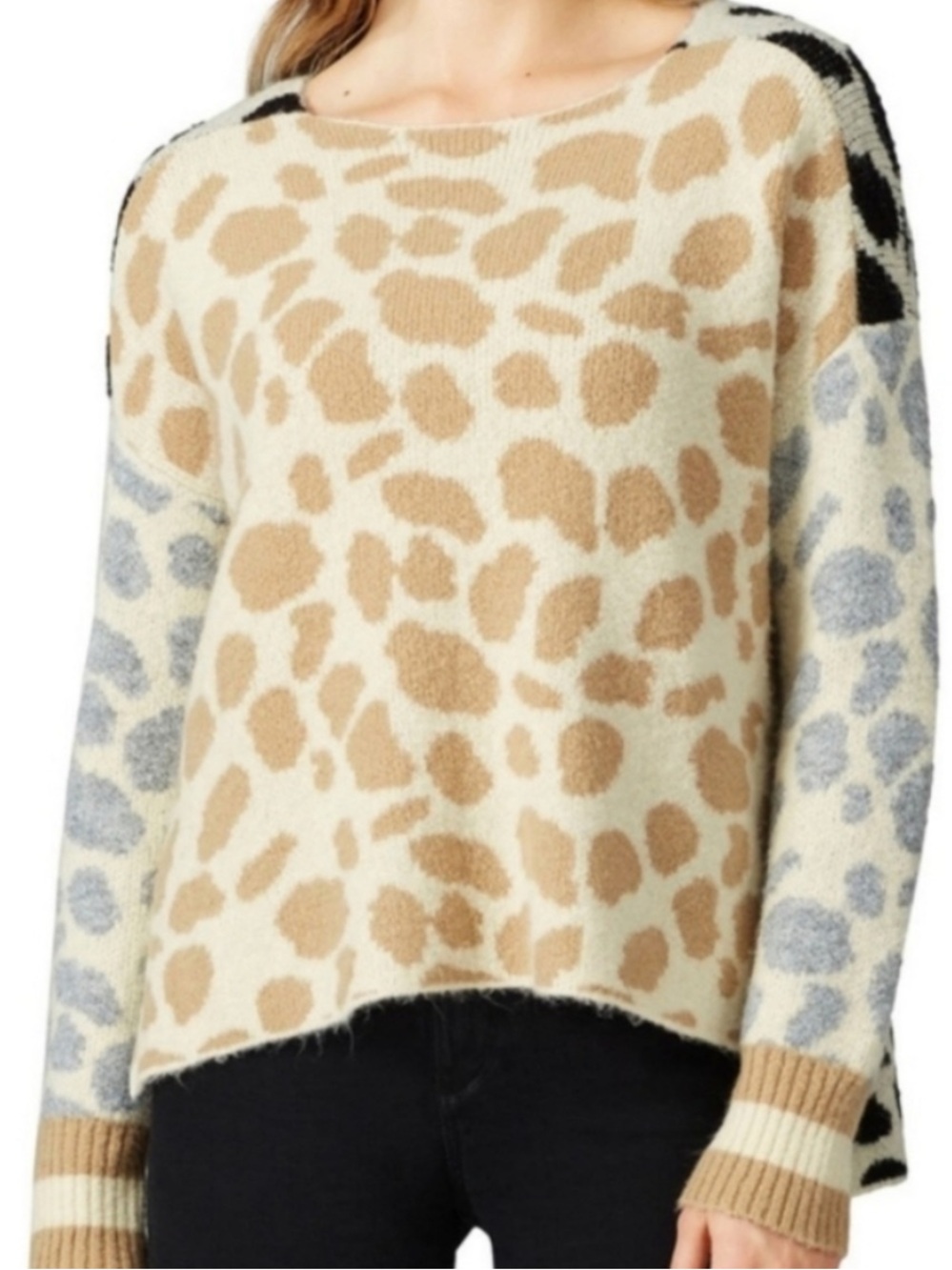 EUC Central Park West Keegan Sweater, Women’s, Neutral Animal Print Crewneck